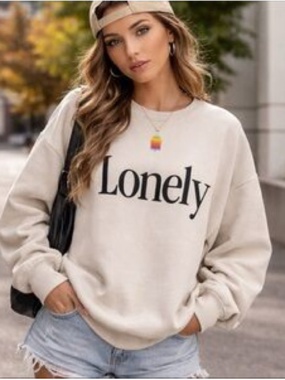 Lonely Ghost The Apple Oversized Sweatshirt Light Gray Size XL
